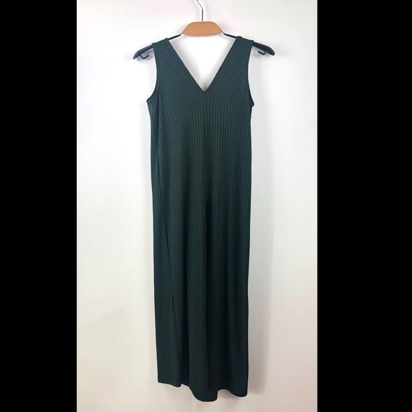 Zara Green Ribbed V Neck Sleeveless Knit Jumpsuit - Picture 6 of 9